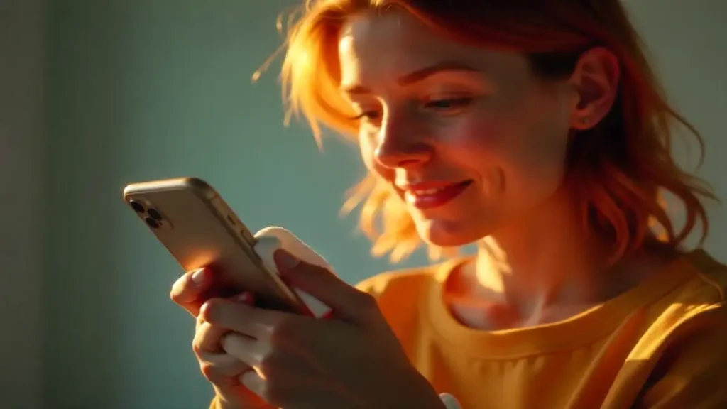 Crystal-clear smartphone screen being cleaned