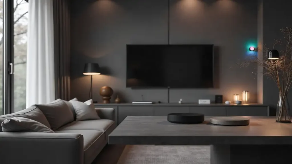Smart home starter kit with display, thermostat, lights, camera, and plugs