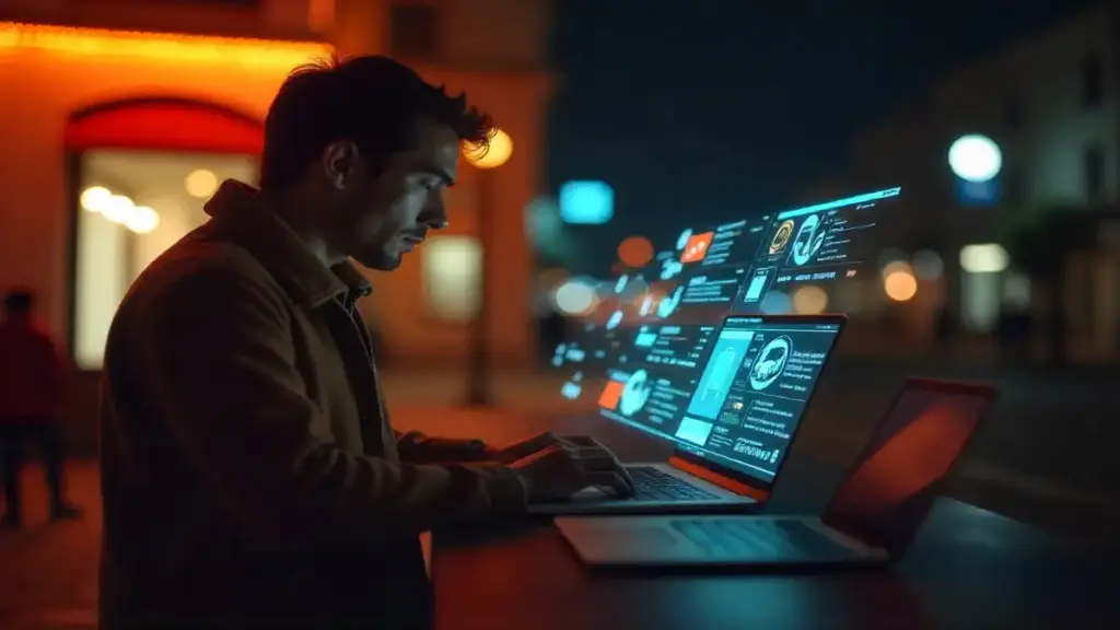 Futuristic online gadget shopping in 2025 with holographic comparisons