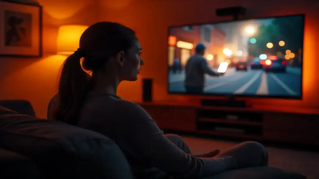 How to Automate Your Home: 10 Easy Routines to Set Up with Your Devices Living room home theater with smart lights and devices