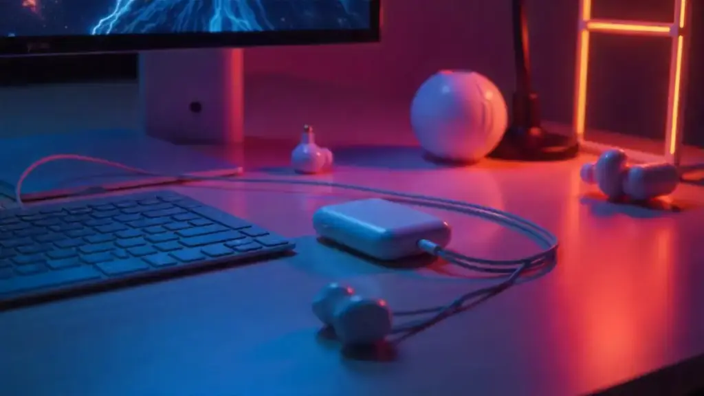 AI-powered tech accessories on a futuristic desk