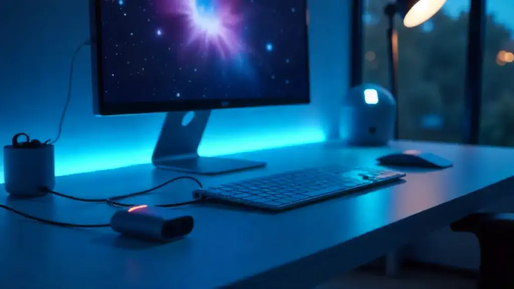 AI-powered tech accessories on modern desk