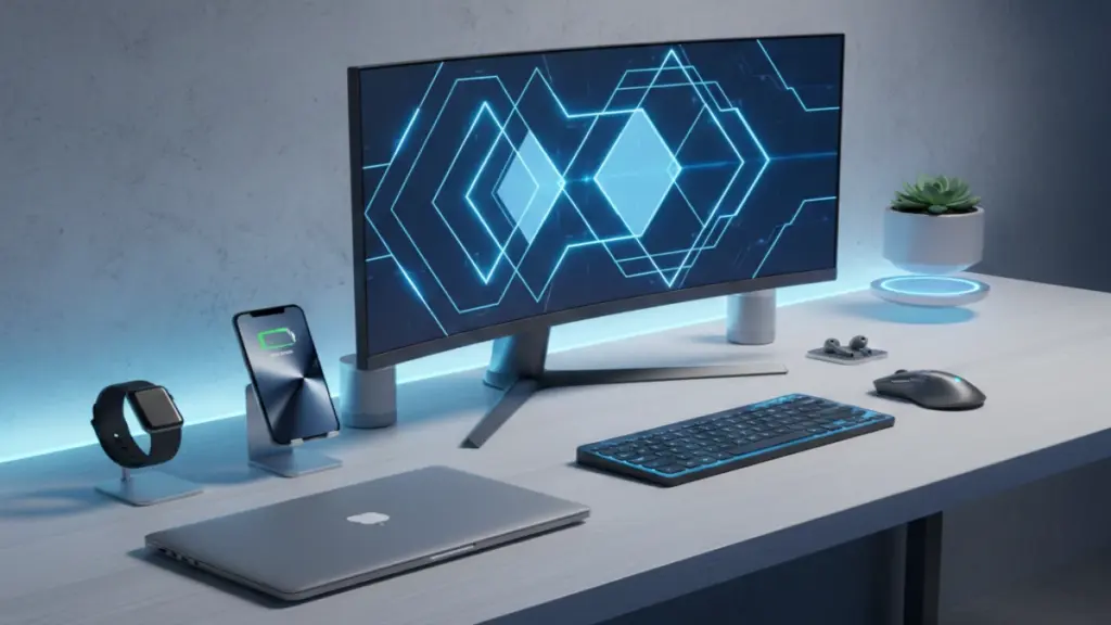 Student Laptop Buying Guide 2025: Major & Budget Tips Modern minimalist tech workspace with laptop and smart gadgets