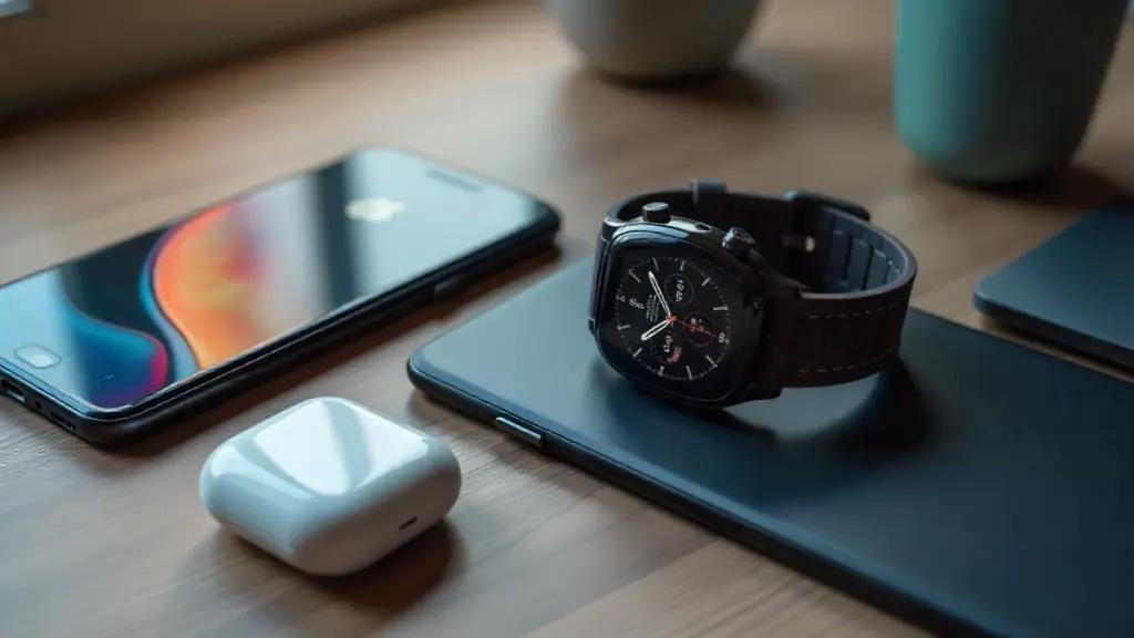 The Smart Tech Revolution of 2025: What’s Actually Worth Your Money (And What’s Just Hype) AI-powered gadgets and smart tech devices for 2025 arranged in a modern setup