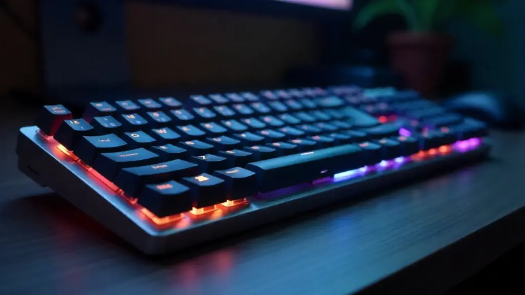 Premium gaming mechanical keyboard with RGB lighting on a desk