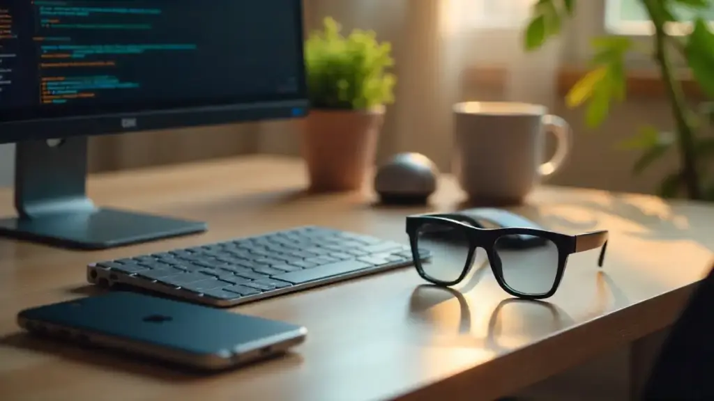 2025 tech gadgets and smart devices on a modern desk