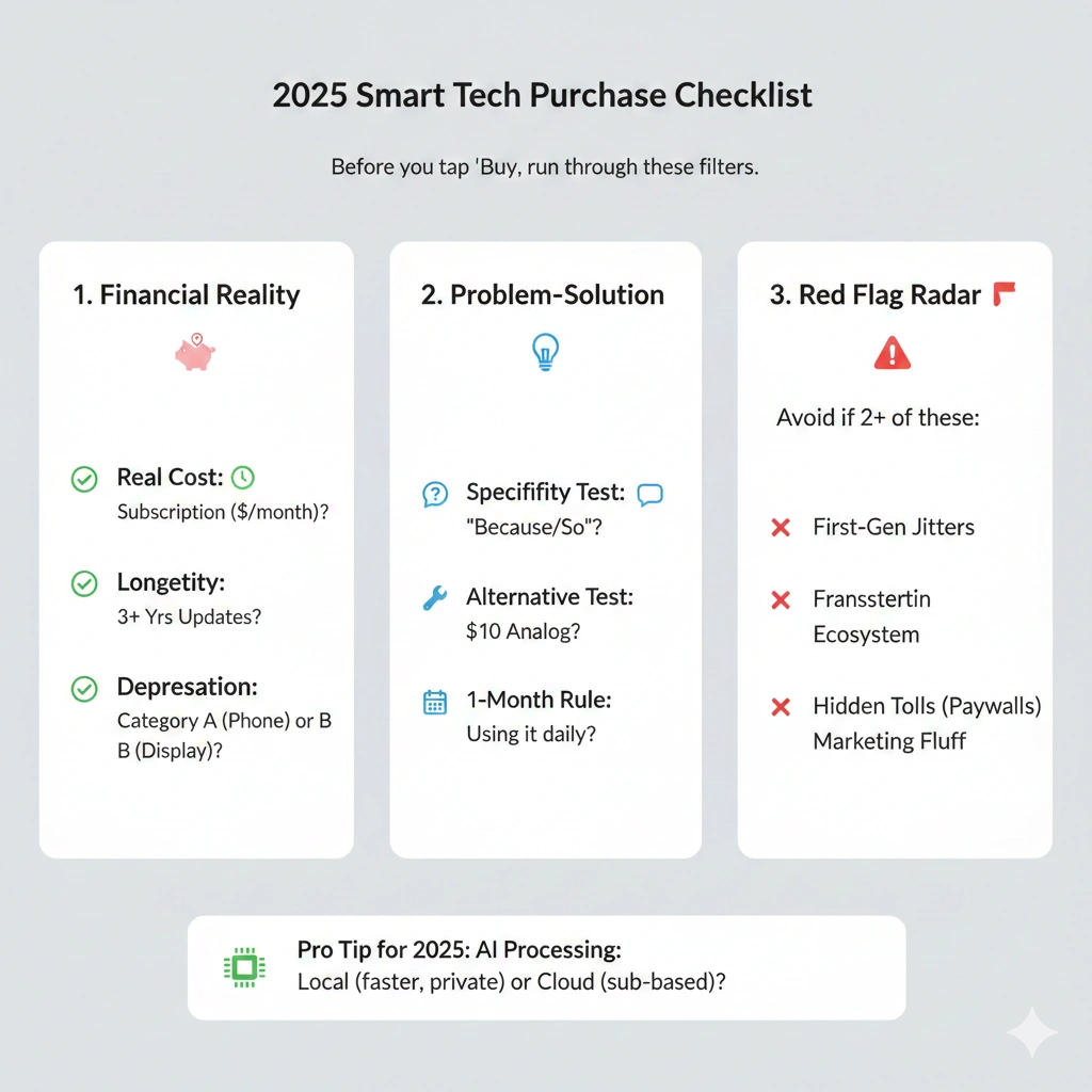 Person evaluating whether a gadget is worth buying