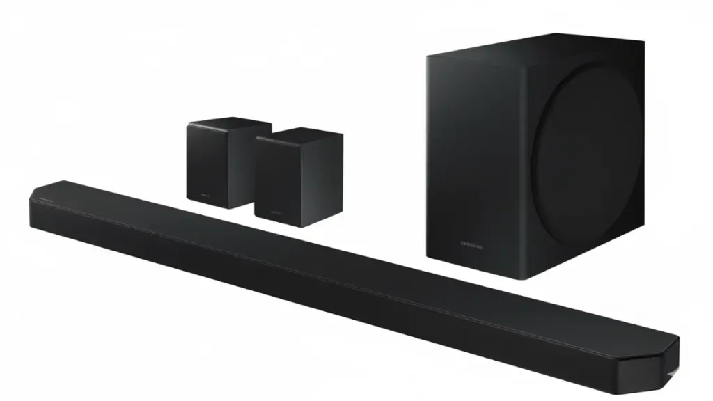 Dolby Atmos soundbar under TV setup