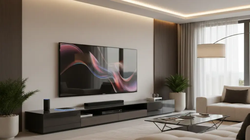 The 4K TV Buying Guide You Actually Need: What I’ve Learned From Testing Dozens of Displays Modern living room with a large 4K TV displaying vivid colors