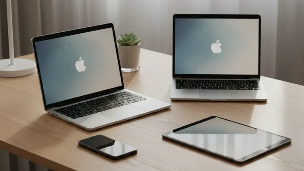 Refurbished tech devices on a modern minimalist workspace