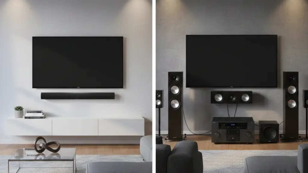 Soundbar vs Home Theater System: What I Learned After Testing Both for Three Months Soundbar vs home theater system comparison in a modern living room