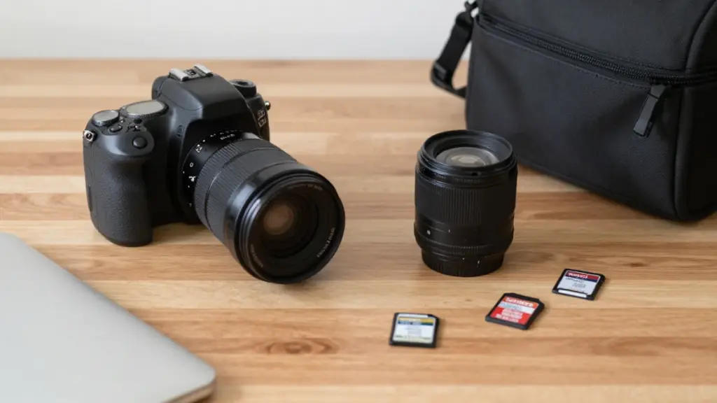 The Beginner’s Guide to Buying Your First DSLR: What I Wish Someone Had Told Me Beginner DSLR camera with accessories on a desk