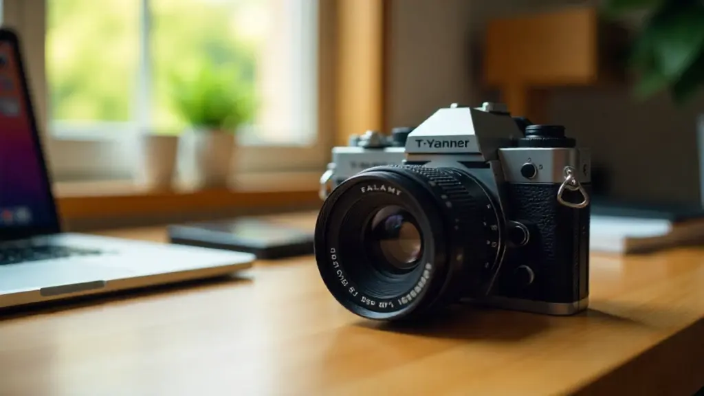 beginner mirrorless camera on desk learning photography