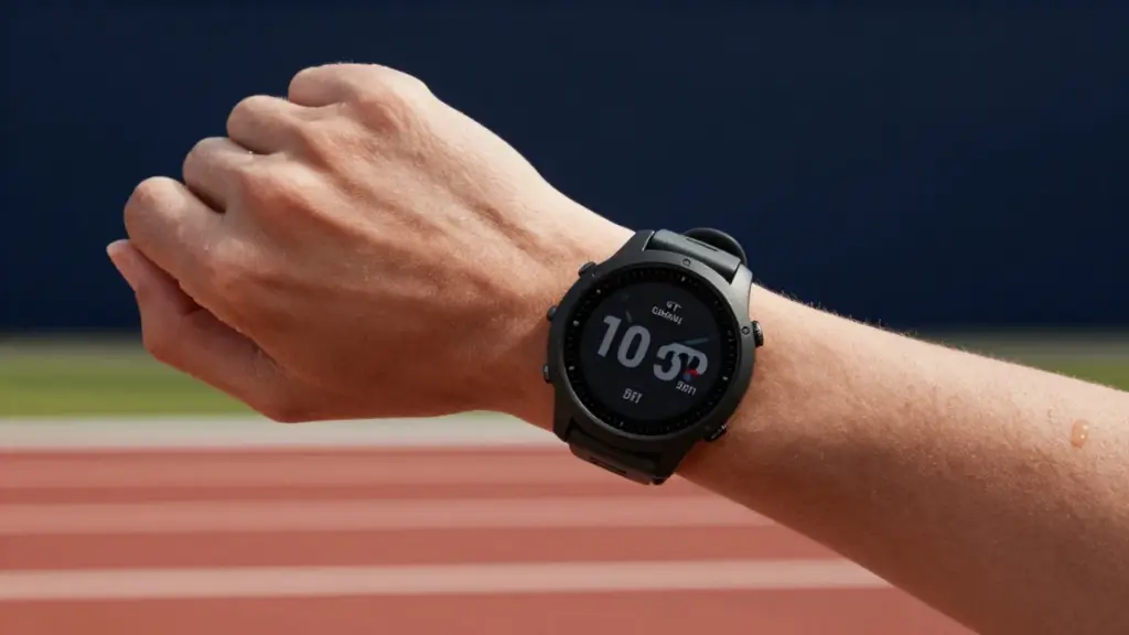 Advanced fitness tracker displaying training metrics