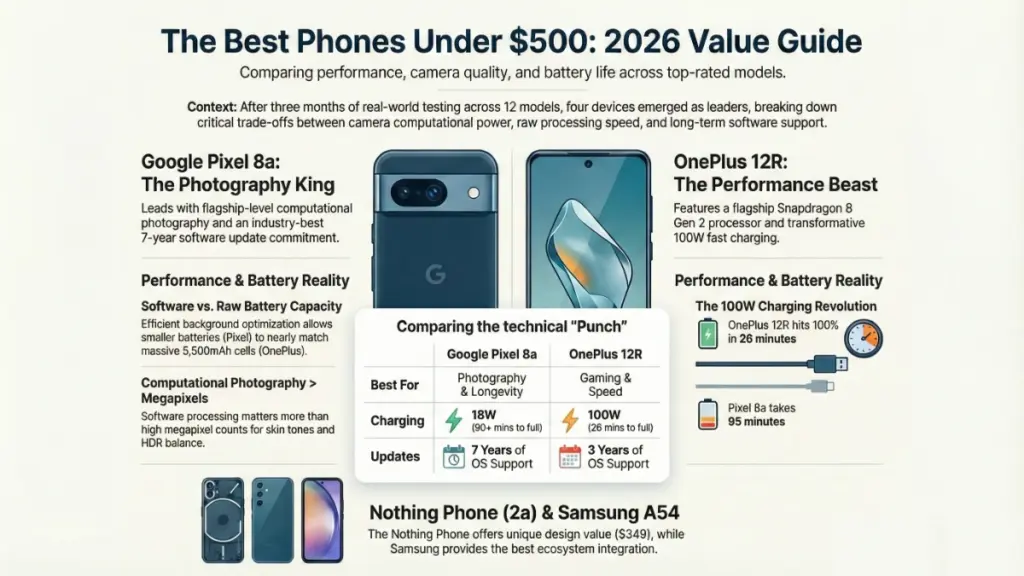 Best phones under $500 in 2026 compared side by side