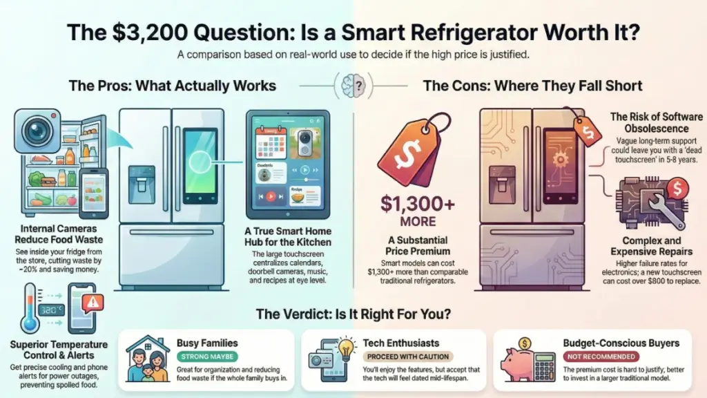 Inside view of a smart refrigerator with internal cameras