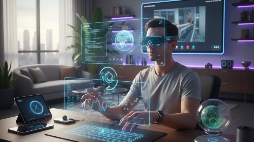 Living with futuristic tech devices in a smart apartment