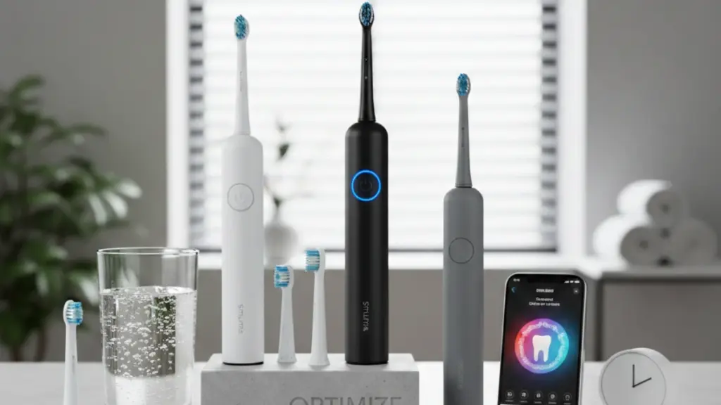 Electric toothbrush models compared on bathroom counter