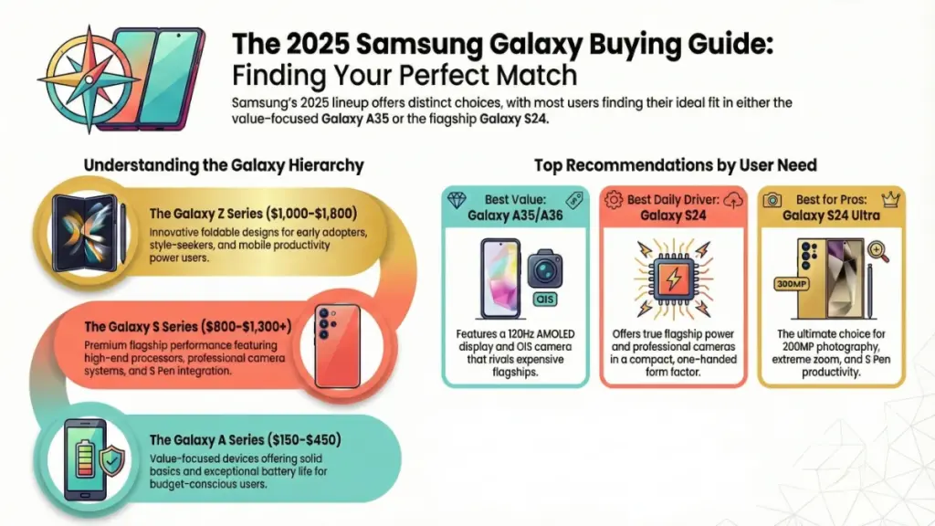 Samsung Galaxy A Series vs S Series vs Z Series side-by-side