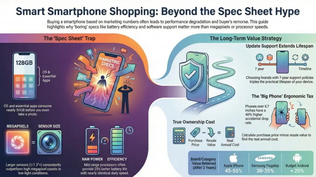 Smartphone storage and battery comparison chart