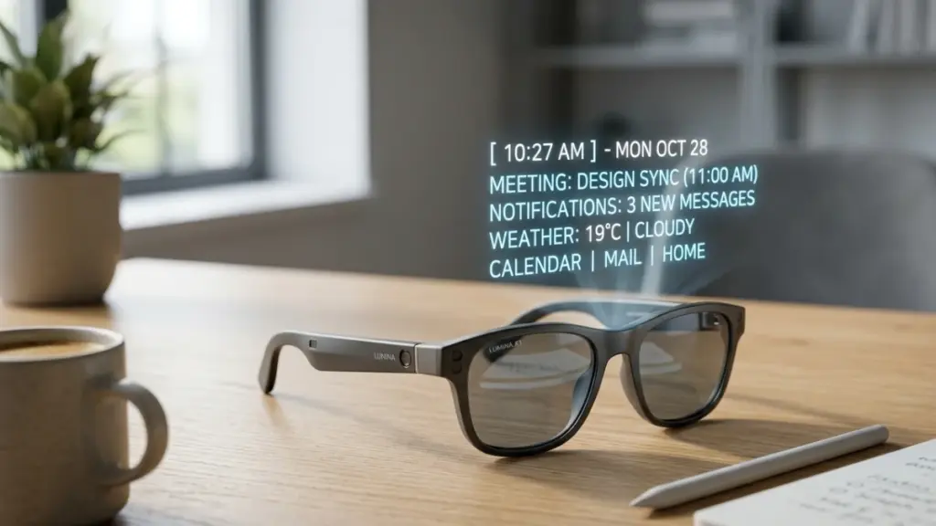 Even Realities G1 smart glasses with heads up display in office