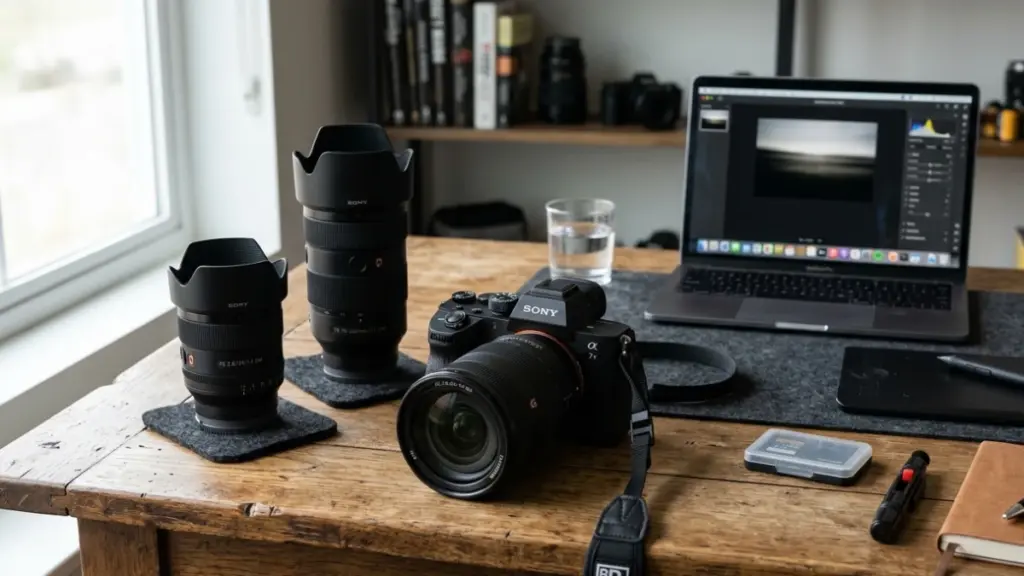 How to Choose a Camera in 2026: Complete Buyer’s Guide Mirrorless camera with multiple lenses on a desk for camera buying guide 2026
