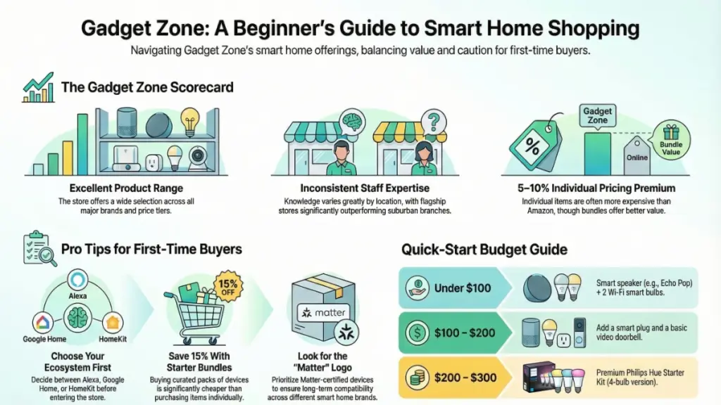 Customer shopping for smart home devices in tech store