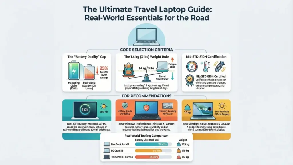 Ultralight laptop for digital nomads working in airport lounge