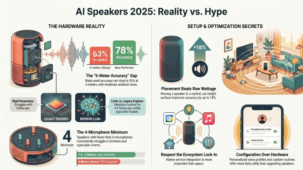 AI speaker placed in kitchen for voice assistant use
