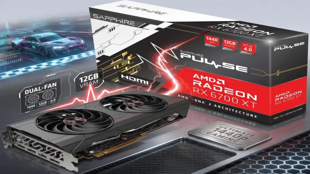 The RX 6700 XT in 2026: Is AMD’s Old Workhorse Still Worth Buying? AMD Radeon RX 6700 XT graphics card installed inside a modern gaming PC.