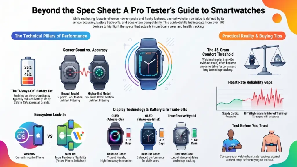 Smartwatch displaying health tracking metrics