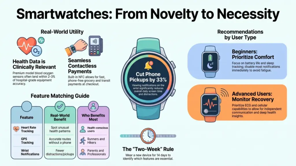 Modern smartwatch showing GPS navigation during an outdoor walk